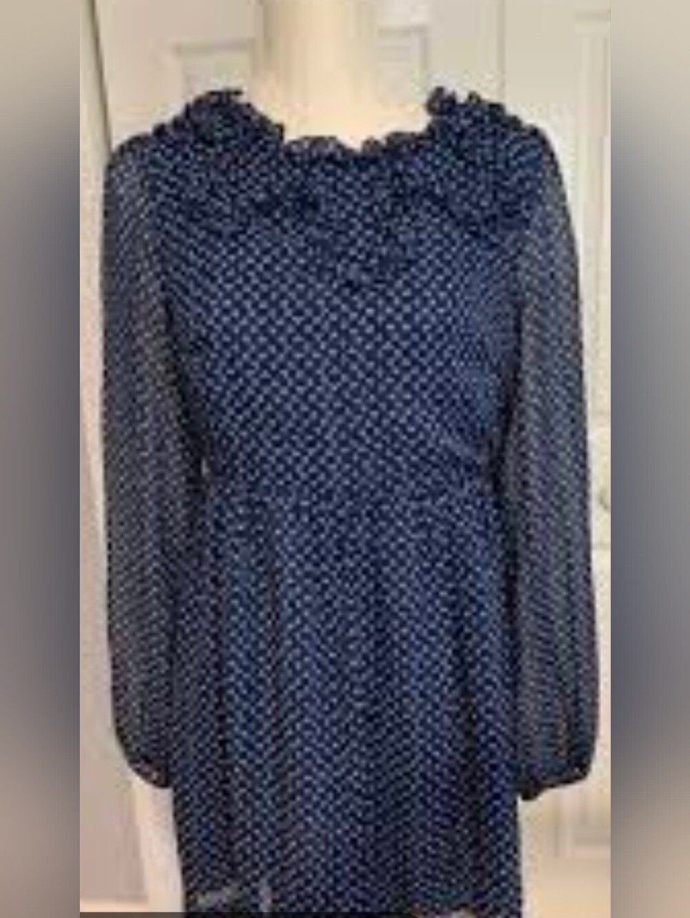Free People Nouveau Butterfly Babydoll Mini Dress Navy Blue Long Sleeve Sz 0 - Picture 2 of 11